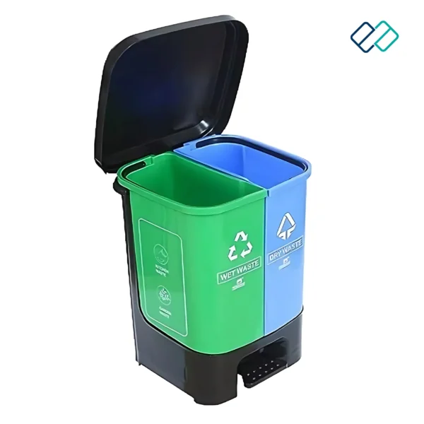 Blue & Green Color 2 in 1 Dustbin | For Dry Waste and Wet Waste Dustbin - Image 3
