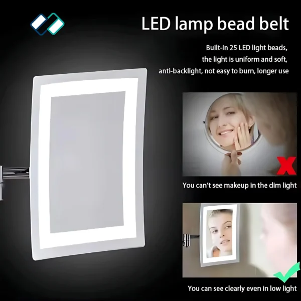 Wall Mounted Square Led Magnifying Mirror - Image 9