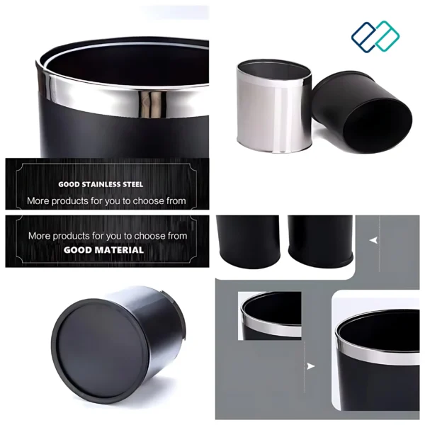Double Layer Dustbins | Oval Shape with Stainless Steel Ring - Image 9