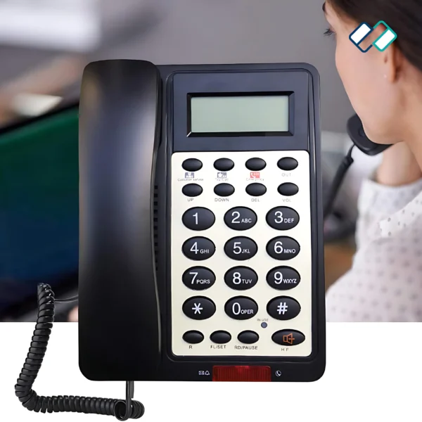 Desktop Corded Telephone In Black For Home, Office, Hotels - Image 2