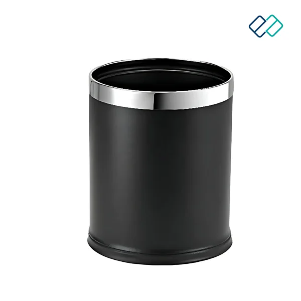 Double Layer Dustbin | Round Trash Bin With Stainless Steel Ring